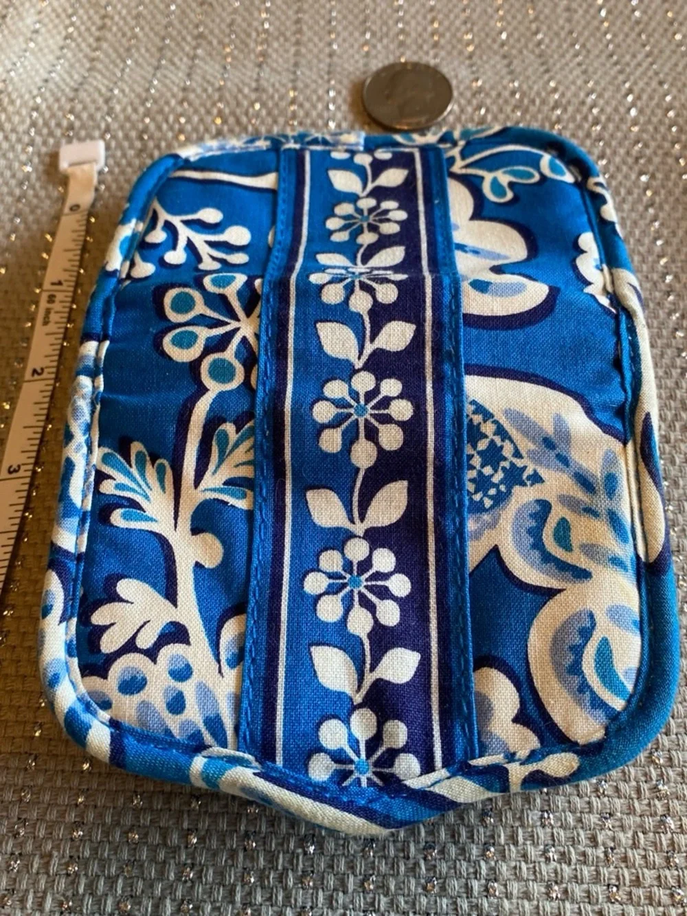 Vera Bradley Blue and Cream Floral Pattern Small Organizer